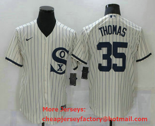 Men's Chicago White Sox #35 Frank Thomas 2021 Cream Field of Dreams Name Cool Base Stitched Nike Jersey