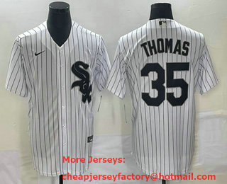 Men's Chicago White Sox #35 Frank Thomas Black Cool Base Stitched Jersey