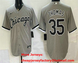 Men's Chicago White Sox #35 Frank Thomas Gray Cool Base Jersey