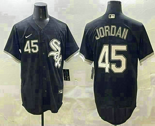Men's Chicago White Sox #45 Michael Jordan Number Black Cool Base Jersey