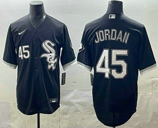 Men's Chicago White Sox #45 Michael Jordan Number Black Cool Base Jersey