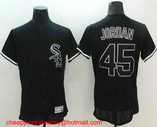 Men's Chicago White Sox #45 Michael Jordan Retired Lights Out Black Fashion Stitched MLB 2016 Flex Base Jersey