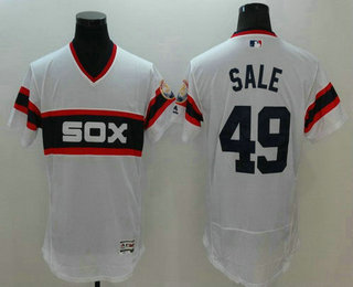 Men's Chicago White Sox #49 Chris Sale White Pullover 2016 Flexbase Baseball Jersey