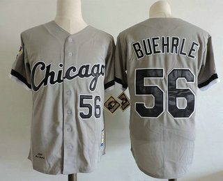 Men's Chicago White Sox #56 Mark Buehrle Gray Road 2005 World Series Patch Stitched MLB Cooperstown Collection Jersey