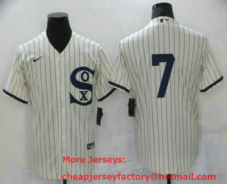 Men's Chicago White Sox #7 Tim Anderson 2021 Cream Field of Dreams Cool Base Stitched Nike Jersey