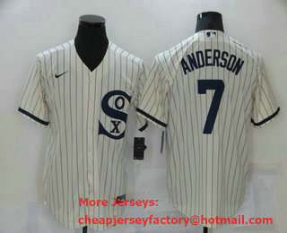 Men's Chicago White Sox #7 Tim Anderson 2021 Cream Field of Dreams Name Cool Base Stitched Nike Jersey