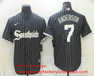 Men's Chicago White Sox #7 Tim Anderson Black 2021 City Connect Stitched MLB Cool Base Nike Jersey