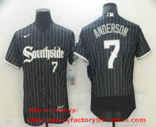 Men's Chicago White Sox #7 Tim Anderson Black 2021 City Connect Stitched MLB Flex Base Nike Jersey