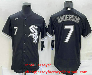 Men's Chicago White Sox #7 Tim Anderson Number Black Stitched MLB Flex Base Nike Jersey