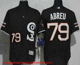 Men's Chicago White Sox #79 Jose Abreu Black Retro Stitched MLB 2016 Flex Base Jersey
