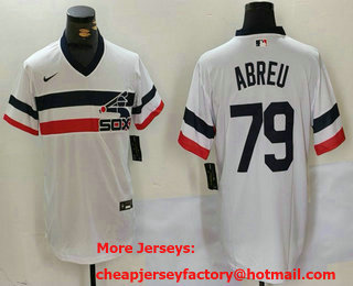 Men's Chicago White Sox #79 Jose Abreu White NEW Throwback Cool Base Nike Jersey