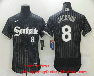 Men's Chicago White Sox #8 Bo Jackson Black 2021 City Connect Stitched MLB Flex Base Nike Jersey
