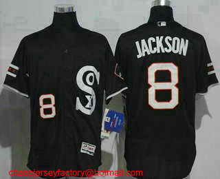 Men's Chicago White Sox #8 Bo Jackson Black Retro Stitched MLB 2016 Flex Base Jersey