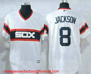 Men's Chicago White Sox #8 Bo Jackson Retired White Pullover Stitched MLB Cool Base Jersey