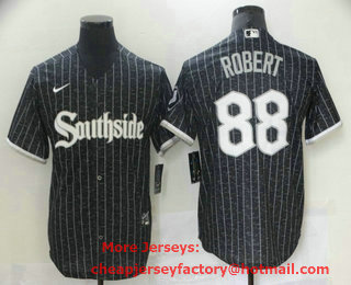 Men's Chicago White Sox #88 Luis Robert Black 2021 City Connect Stitched MLB Cool Base Nike Jersey