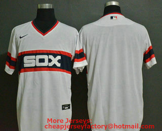 Men's Chicago White Sox Blank White Pullover Mitchell & Ness Throwback Stitched MLB Nike Jersey