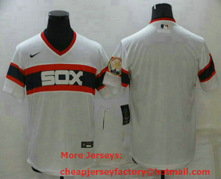 Men's Chicago White Sox Blank White Throwback Cool Base Nike Jersey
