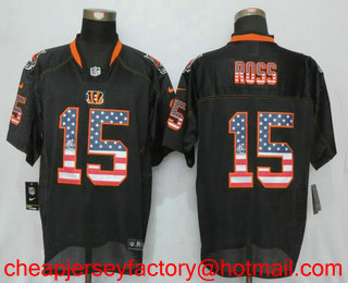 Men's Cincinnati Bengals #15 John Ross Black USA Flag Fashion Stitched NFL Nike Elite Jersey