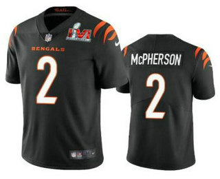 Men's Cincinnati Bengals #2 Evan McPherson Black 2022 Super Bowl LVI  Vapor Untouchable Stitched Nike Limited Jersey