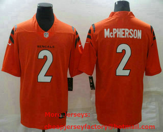 Men's Cincinnati Bengals #2 Evan McPherson NEW Orange 2021 Vapor Untouchable Stitched NFL Nike Limited Jersey