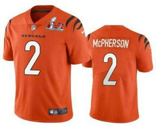 Men's Cincinnati Bengals #2 Evan McPherson Orange 2022 Super Bowl LVI  Vapor Untouchable Stitched Nike Limited Jersey