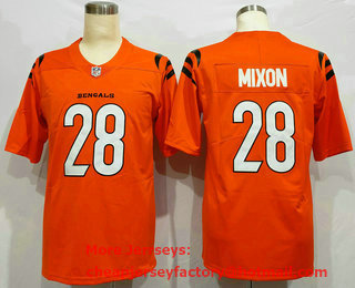 Men's Cincinnati Bengals #28 Joe Mixon NEW Orange 2021 Vapor Untouchable Stitched NFL Nike Limited Jersey
