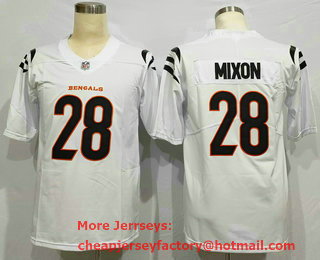 Men's Cincinnati Bengals #28 Joe Mixon NEW White 2021 Vapor Untouchable Stitched NFL Nike Limited Jersey