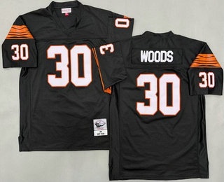 Men's Cincinnati Bengals #30 Ickey Woods Black 1988 Throwback Jersey