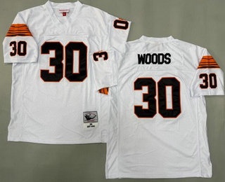 Men's Cincinnati Bengals #30 Ickey Woods White 1988 Throwback Jersey