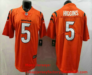 Men's Cincinnati Bengals #5 Tee Higgins Orange 2023 Vapor Untouchable Stitched Nike Limited Jersey