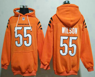 Men's Cincinnati Bengals #55 Logan Wilson Orange Pocket Stitched NFL Pullover Hoodie