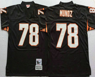 Men's Cincinnati Bengals #78 Anthony Munoz Black Throwback Jersey By Mitchell & Ness
