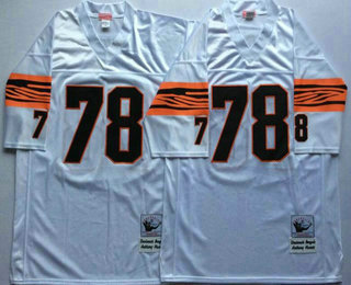 Men's Cincinnati Bengals #78 Anthony Munoz White Throwback Jersey By Mitchell & Ness