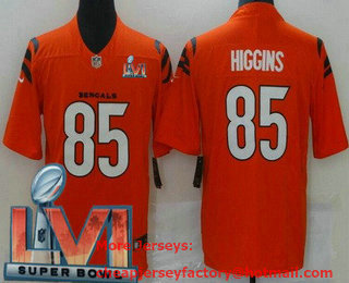 Men's Cincinnati Bengals #85 Tee Higgins Orange 2022 Super Bowl LVI Vapor Untouchable Stitched Limited Jersey