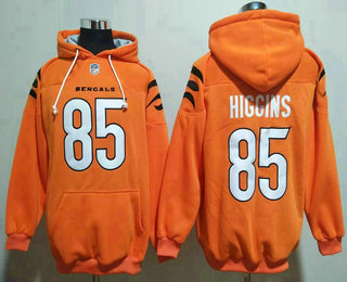 Men's Cincinnati Bengals #85 Tee Higgins Orange Pocket Stitched NFL Pullover Hoodie