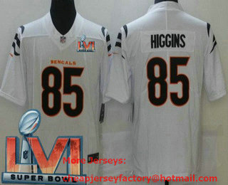 Men's Cincinnati Bengals #85 Tee Higgins White 2022 Super Bowl LVI Vapor Untouchable Stitched Limited Jersey
