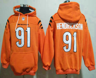 Men's Cincinnati Bengals #91 Trey Hendrickson Orange Pocket Stitched NFL Pullover Hoodie
