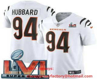 Men's Cincinnati Bengals #94 Sam Hubbard White 2022 Super Bowl LVI Vapor Untouchable Stitched Limited Jersey