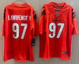 Men's Cincinnati Bengals #97 Dexter Lawrence II Limited Orange Vapor Jersey