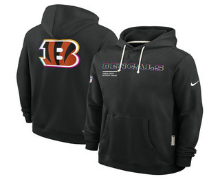 Men's Cincinnati Bengals Black 2025 Crucial Catch Club Pullover Hoodie