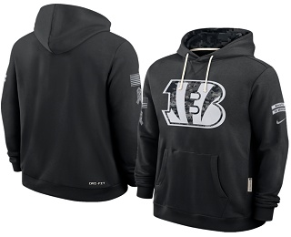 Men's Cincinnati Bengals Black 2026 Salute to Service Sideline Pullover Hoodie