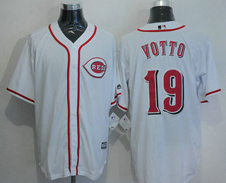 Men's Cincinnati Reds #19 Joey Votto White Home Stitched MLB Cool Base Jersey