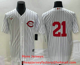 Men's Cincinnati Reds #21 Hunter Greene White Field of Dreams Stitched Baseball Jersey