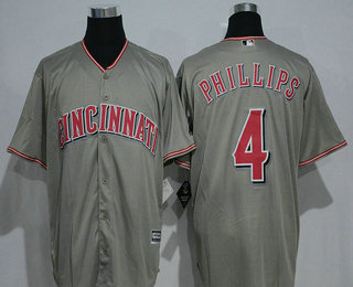 Men's Cincinnati Reds #4 Brandon Phillips Gray Road Stitched MLB Cool Base Jersey