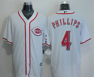 Men's Cincinnati Reds #4 Brandon Phillips White Home Stitched MLB Cool Base Jersey