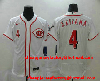 Men's Cincinnati Reds #4 Shogo Akiyama White Stitched MLB Flex Base Nike Jersey