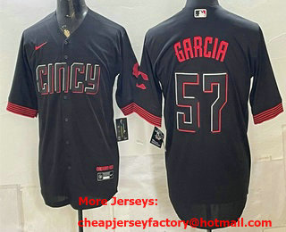 Men's Cincinnati Reds #57 Julian Garcia Black City Connect Cool Base Stitched Jersey