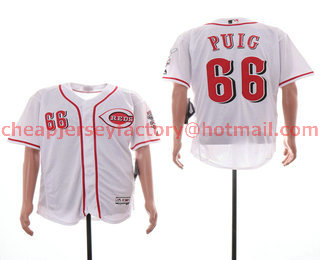 Men's Cincinnati Reds #66 Yasiel Puig White Stitched MLB Flex Base Jersey