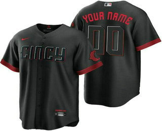 Men's Cincinnati Reds Customized Black City Connect Cool Base Jersey