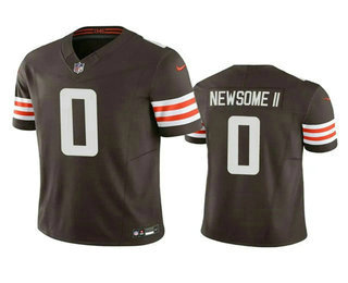Men's Cleveland Browns #0 Greg Newsome II Brown 2023 FUSE Vapor Limited Stitched Jersey